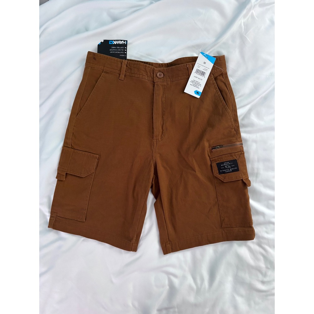 Tony Hawk NWT Mens Stretch Twill Cargo Shorts Tobacco Brown HMS3383 Size 32